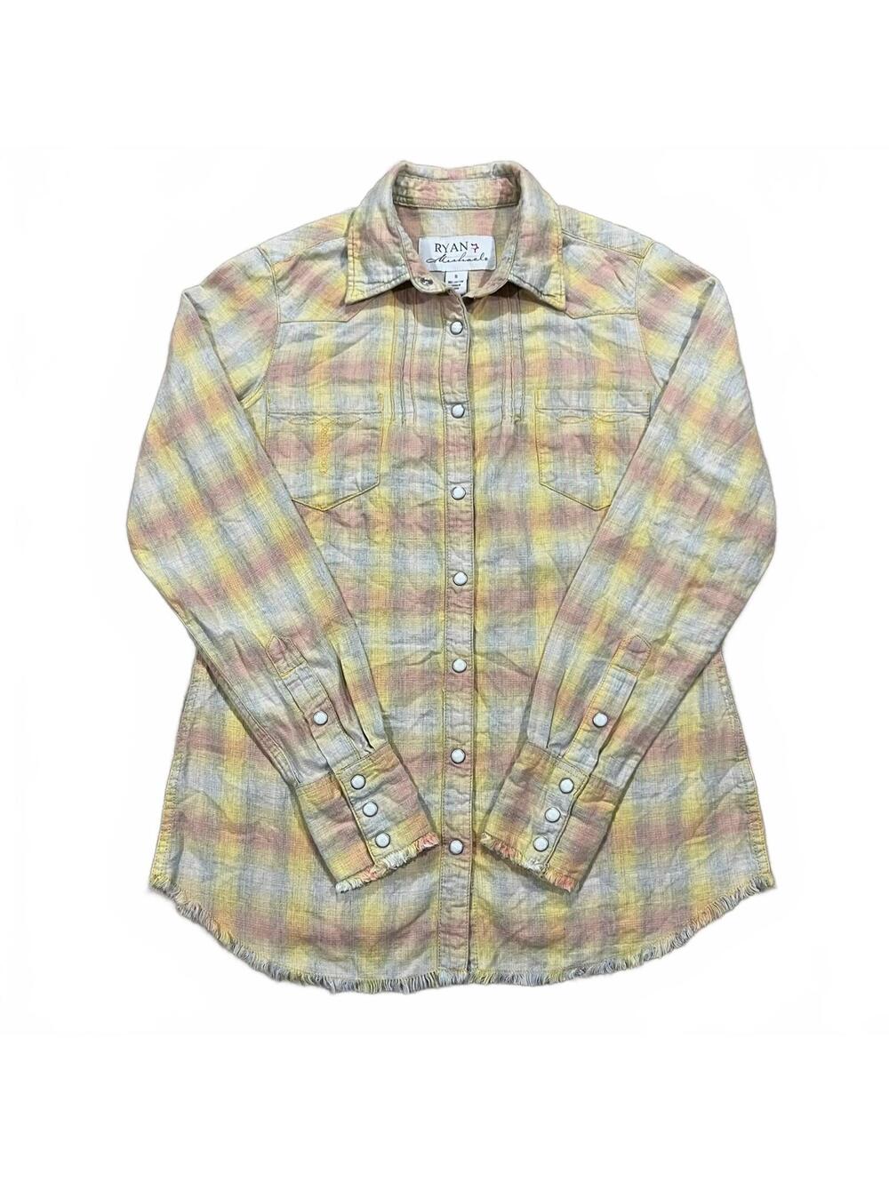 Ryan Michael Womens Western Pearl Snap Shirt Multicolor Plaid Size Small
